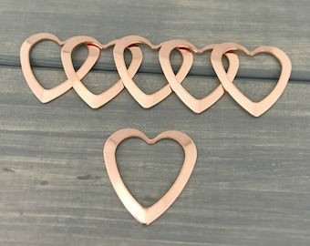 FIVE - 1" Skinny Heart Washer with 3/4" Heart Cutout - Narrow Heart Washer - Jewelry Hand Stamping Blanks - Hand Stamping Supplies