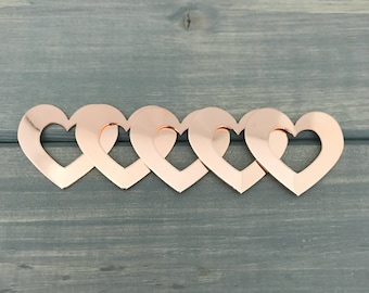 FIVE - 1" Copper Heart Washer Stamping Blank - 20G Copper - Jewelry Hand Stamping Blanks - Hand Stamping Supplies