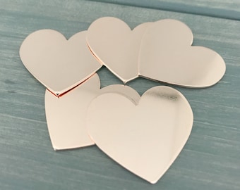 Cinco - Corazón de cobre en blanco para estampar (1" x 1 1/4") - Cobre macizo calibre 20 - Estampado manual de joyería - Materiales para estampar a mano