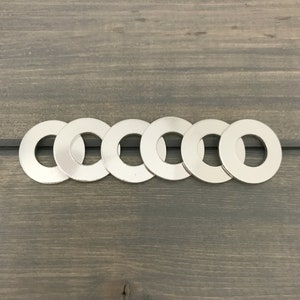 FIVE - 3/4&quot; inch Washers with 3/8&quot; Hole Stamping Blanks - 16 Gauge Aluminum - Jewelry Hand Stamping Blanks
