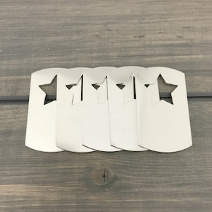 FIVE - Dog Tag With Star Shape Cut Out - 16G Aluminum - Jewelry Hand Stamping Blanks - Hand Stamping Supplies