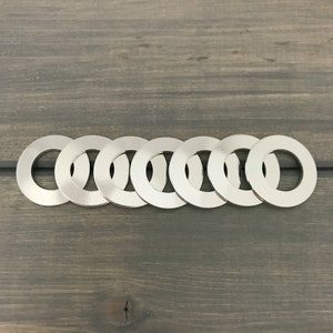 FIVE - 7/8&quot; inch Washers with 1/2&quot; Hole Stamping Blanks - 16 Gauge Aluminum - Hand Stamping Supplies - Jewelry Making Supplies