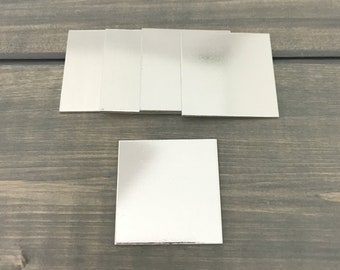FIVE - 1.25" inch Square Blank Disc Stamping Blanks - 16 Gauge Aluminum - Jewelry Hand Stamping Blanks - Hand Stamping Supplies