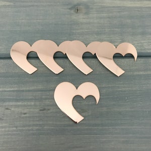 FIVE - Copper Heart Offset Stamping Blank - 20G Copper 1&quot; inch Heart - Jewelry Hand Stamping Blanks - Hand Stamping Supplies