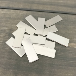 FIVE - 3/8 inch x 1&quot; Aluminum Rectangle Blank - 16 Gauge Aluminum - Jewelry Hand Stamping Blanks