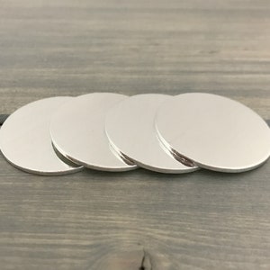 FIVE - 1 1/8&quot; Aluminum Round Blank - 16G Round Disc Stamping Blanks - Jewelry Making Supplies