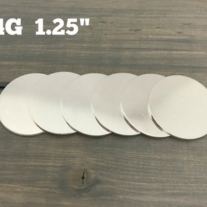 FIVE - 1 1/4&quot; Inch Round Solid Disc - 14 Gauge Aluminum - Jewelry Hand Stamping Blanks - Hand Stamping Supplies