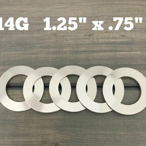 FIVE - 1 1/4&quot; inch Washers with 3/4&quot; Hole Stamping Blanks - 14 Gauge Aluminum - Jewelry Hand Stamping Blanks