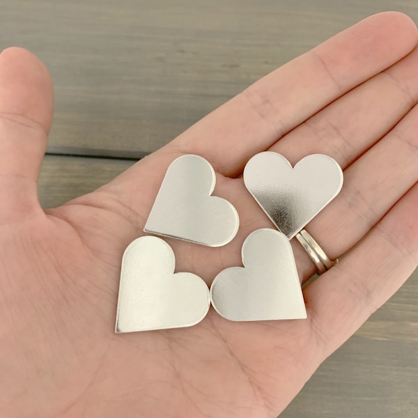 FIVE - New Heart Stamping Blank - 16 Gauge Aluminum Silver Heart Blanks - Jewelry Hand Stamping Blanks