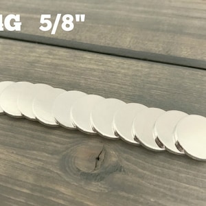 FIVE - 5/8&quot; Inch Round Solid Disc - 14 Gauge Solid Aluminum - Jewelry Hand Stamping Blanks - Hand Stamping Supplies