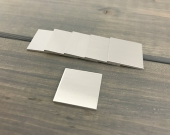 TEN - .75 3/4 inch Square Blank Disc Stamping Blanks - 16 Gauge Aluminum - Jewelry Hand Stamping Blanks
