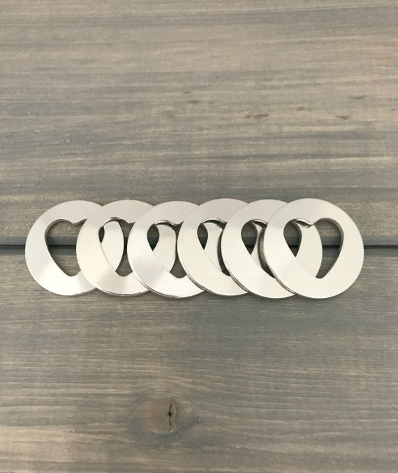 Hand Stamping Supplies 1 14 Round Disc With Offset 58 Inch Heart Cutout Jewelry Hand Stamping Blanks FIVE 16 Gauge Aluminum
