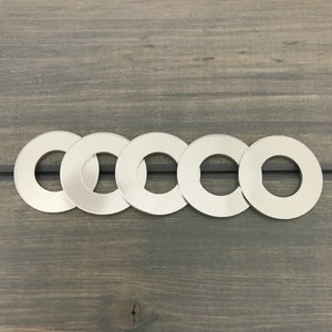 FIVE - 1&quot; Inch x 1/2&quot; Aluminum Washers - 16 Gauge Washers with 1/2&quot; Hole Stamping Blanks - Jewelry Hand Stamping Blanks