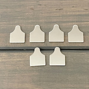 FIFTY - Tiny Small Cattle Tag Stamping Blanks - 1/2" x 5/8" Ear Tag Blank 16 Gauge Aluminum Silver Cow Tag - Jewelry Hand Stamping Blanks