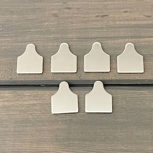 FIFTY - Tiny Small Cattle Tag Stamping Blanks - 1/2&quot; x 5/8&quot; Ear Tag Blank 16 Gauge Aluminum Silver Cow Tag - Jewelry Hand Stamping Blanks