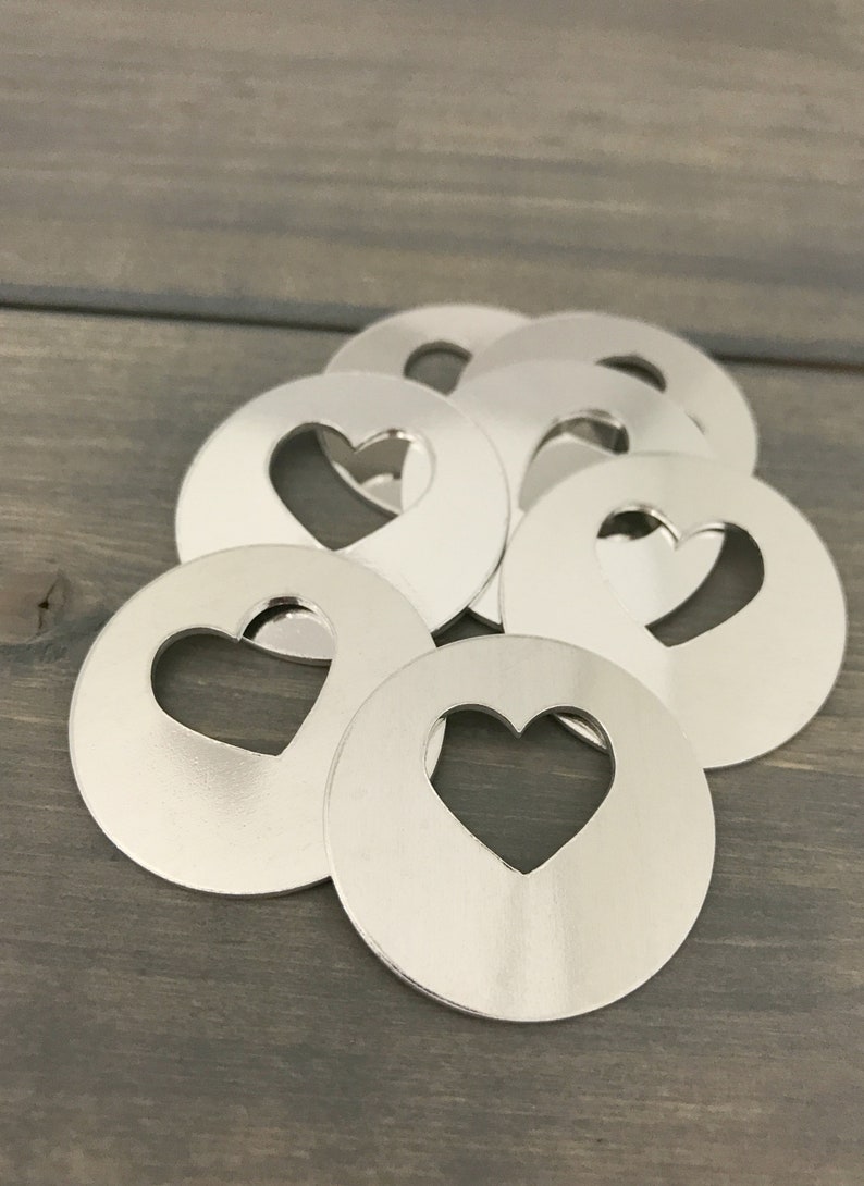 Hand Stamping Supplies 1 14 Round Disc With Offset 58 Inch Heart Cutout Jewelry Hand Stamping Blanks FIVE 16 Gauge Aluminum