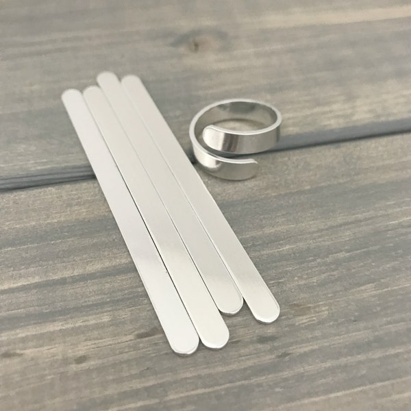 FIVE - Skinny Wrap Ring .19 Inch x 2.8" Blanks Rounded Ring - 18 Gauge Aluminum - Jewelry Hand Stamping Blanks - Hand Stamping Supplies