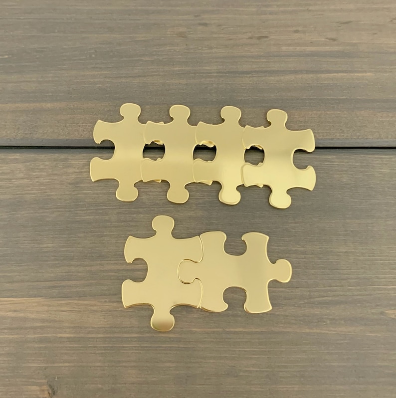 FIVE Puzzle Piece Stamping Blanks 20 Gauge Brass Puzzle Etsy