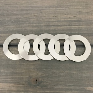 FIVE - 1 1/4&quot; inch Washers with 3/4&quot; Hole Stamping Blanks - 16 Gauge Aluminum - Jewelry Hand Stamping Blanks