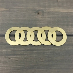 FIVE - 1 1/4&quot; Inch Washer with 3/4&quot; Hole Stamping Blanks - 20 Gauge Brass - Jewelry Hand Stamping Blanks