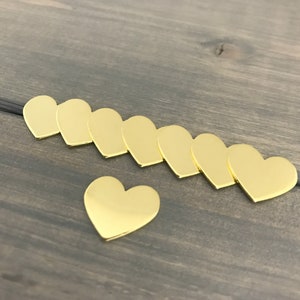 FIVE - 5/8&quot; Brass Heart Stamping Blank - Small 20 Gauge Brass 5/8&quot; inch Heart Jewelry Making Blanks