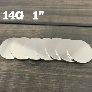 FIVE - 1&quot; Inch (26mm) Round Disc Solid Stamping Blanks - 14 Gauge Aluminum - Jewelry Hand Stamping Blanks - Hand Stamping Supplies