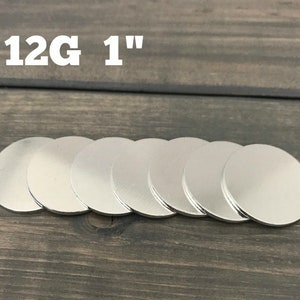FIVE - 1&quot; Inch (26mm) Round Disc Solid Stamping Blanks - 12 Gauge Aluminum - Jewelry Hand Stamping Blanks - Hand Stamping Supplies