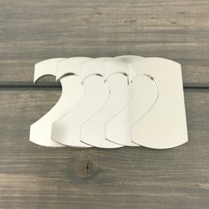 FIVE - Dog Tag With Large 1&quot; Heart Cutout RIGHT - 16G Aluminum - Jewelry Hand Stamping Blanks - Hand Stamping Supplies