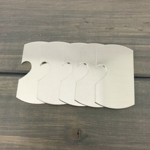 FIVE - Dog Tag With 5/8&quot; Heart Cut Out 1/2 RIGHT Side - 16G Aluminum - Jewelry Hand Stamping Blanks - Hand Stamping Supplies