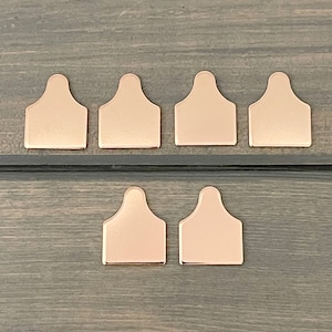 TEN - Tiny Small Cattle Tag Stamping Blanks - 1/2&quot; x 5/8&quot; Ear Tag Blank 20 Gauge Copper Rose Cow Tag - Jewelry Hand Stamping Blanks