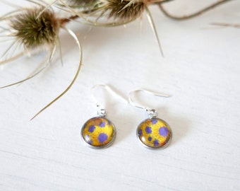 Yellow Floral Earrings,  Sunflowers Wearable Art Jewellery, Flower Artwork Jewelry, Handmade in UK, Gift for Her, Valentine's