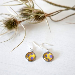 Yellow Floral Earrings, Sunflowers Wearable Art Jewellery, Flower Artwork Jewelry, Handmade in UK, Gift for Her, Valentine's image 1