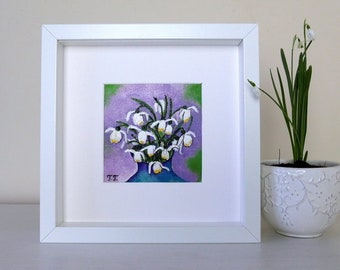 Snowdrops Painting for Mother's Day, Gift for Her, Original Floral Art, Spring Flowers Artwork