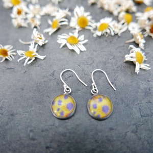 Yellow Floral Earrings, Sunflowers Wearable Art Jewellery, Flower Artwork Jewelry, Handmade in UK, Gift for Her, Valentine's image 3