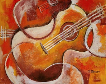 Spanish Guitar Abstract Artwork Digital Art Print Contemporary Home Decor