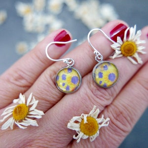 Yellow Floral Earrings, Sunflowers Wearable Art Jewellery, Flower Artwork Jewelry, Handmade in UK, Gift for Her, Valentine's image 5