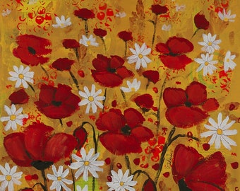 Poppy Art Print Red Flowers Artwork Painting