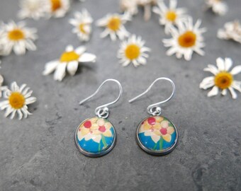 Daffodil Floral Earrings,  Yellow Flowers Wearable Art Jewellery, Flower Artwork Jewelry, Handmade in UK, Gift for Her, Valentines