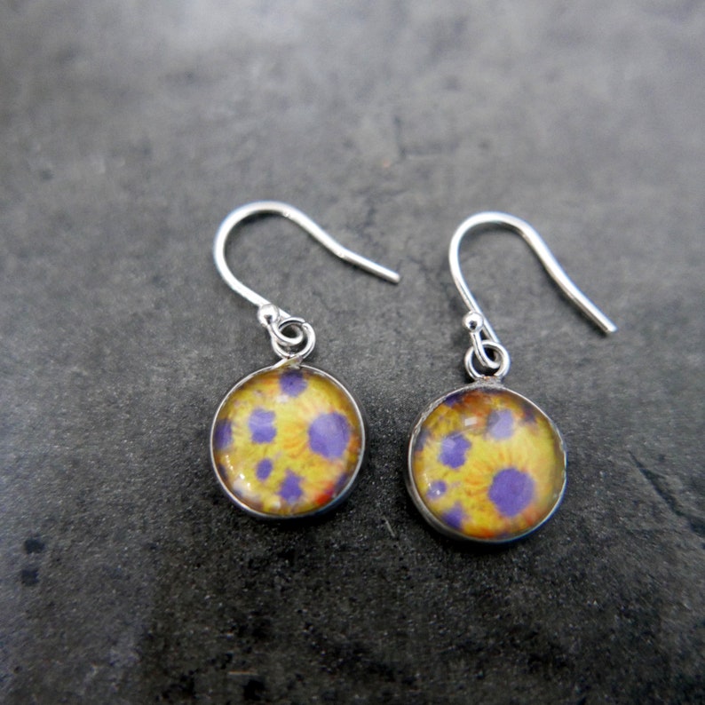 Yellow Floral Earrings, Sunflowers Wearable Art Jewellery, Flower Artwork Jewelry, Handmade in UK, Gift for Her, Valentine's image 8