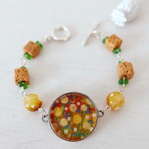 Yellow Bracelet, Floral Bracelet, Autumn Bracelet, Meadow Bracelet, Art Bracelet, Dandelion Bracelet, Yellow Lava Beads, Summer Bracelet image 2