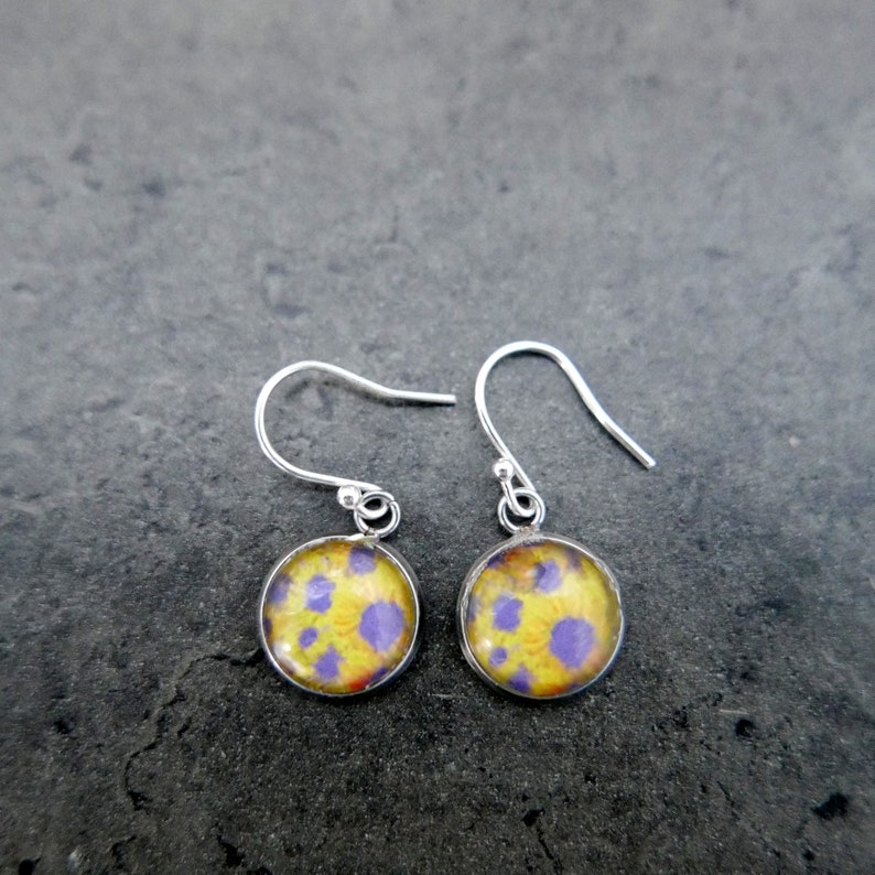 Yellow Floral Earrings, Sunflowers Wearable Art Jewellery, Flower Artwork Jewelry, Handmade in UK, Gift for Her, Valentine's image 2