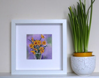 Daffodils Painting for Mother's Day, Gift for Her, Original Floral Art, Spring Flowers Artwork, Yellow Flower Illustration