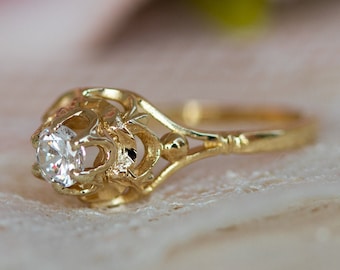 Victorian Engagement Ring, Vintage Engagement Ring, Diamond Engagement Ring, Antique Diamond Ring, Diamond Solitaire, Gold Diamond Ring