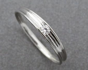 Unique Engagement Ring, Small diamond engagement ring, Delicate engagement ring, Thin diamond solitaire ring, 14k rose gold diamond ring.