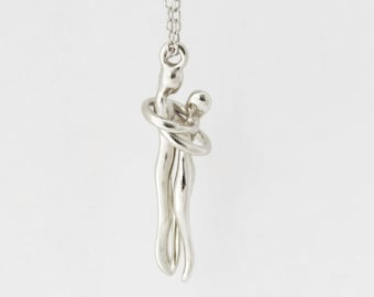 Unique Silver Pendant Necklace, Couples Necklace, Silver Necklace for women, Friendship Birthday wedding Gift, Love Pendant