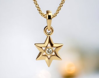 ciondolo a forma di stella di David in oro bianco 14k