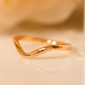 Rose Gold Wedding Band, Gold Wedding Ring, 14k Gold Band, Handmade Gold Ring, Chevron Ring, Hammered Gold Ring, V Gold Ring, 14k Gold Ring