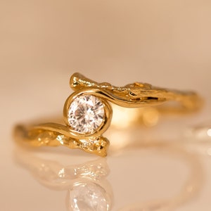 Twig engagement ring, Diamond engagement ring,  Natural Engagement Ring, 14k Gold Diamond Ring, Diamond Gold Ring, Unique Engagement Ring