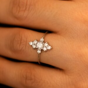 Diamond Engagement ring, Unique Diamond Ring, Diamond Cluster ring, Cluster engagement ring, Gold Diamond Ring