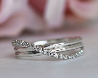 Infinity Engagement Ring, Delicate Diamond Ring, Diamond Infinity Ring, White Gold Diamond Ring, Unique Diamond Ring, Infinity Wedding Ring